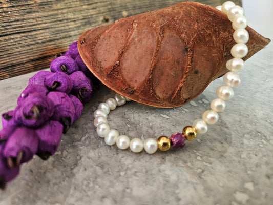 Golden Purple Pearl Bracelet