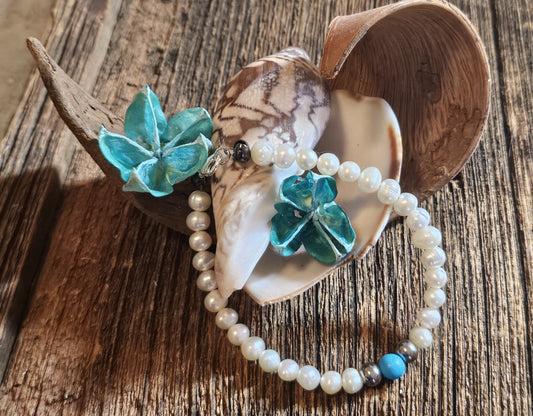 Silver Turquoise Pearl Bracelet